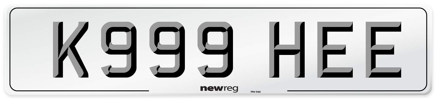 K999 HEE Number Plate from New Reg